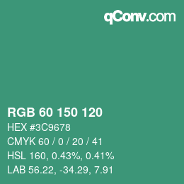 カラーコード: RGB 60 150 120 | qconv.com