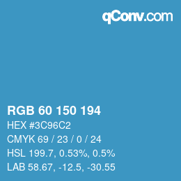 カラーコード: RGB 60 150 194 | qconv.com