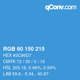 カラーコード: RGB 60 150 215 | qconv.com