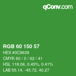 Color code: RGB 60 150 57 | qconv.com