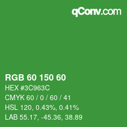 颜色代码: RGB 60 150 60 | qconv.com