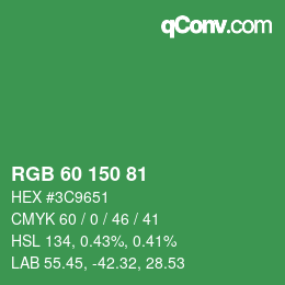 Color code: RGB 60 150 81 | qconv.com