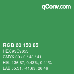 Color code: RGB 60 150 85 | qconv.com