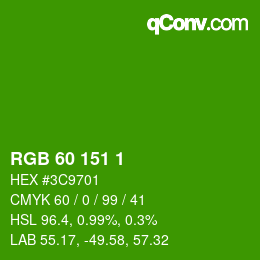 カラーコード: RGB 60 151 1 | qconv.com