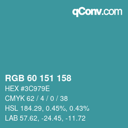 Color code: RGB 60 151 158 | qconv.com