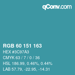 Color code: RGB 60 151 163 | qconv.com