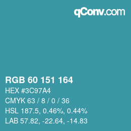 Color code: RGB 60 151 164 | qconv.com