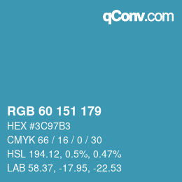 カラーコード: RGB 60 151 179 | qconv.com