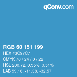 颜色代码: RGB 60 151 199 | qconv.com
