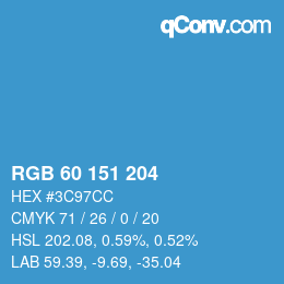 颜色代码: RGB 60 151 204 | qconv.com