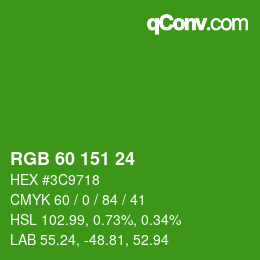 Color code: RGB 60 151 24 | qconv.com
