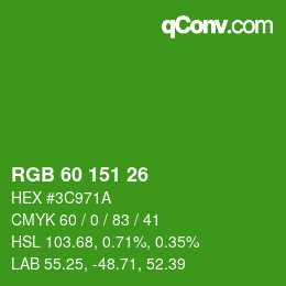Color code: RGB 60 151 26 | qconv.com