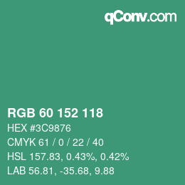カラーコード: RGB 60 152 118 | qconv.com