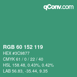 カラーコード: RGB 60 152 119 | qconv.com