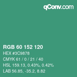 カラーコード: RGB 60 152 120 | qconv.com