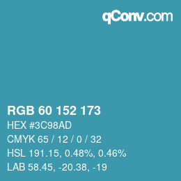 カラーコード: RGB 60 152 173 | qconv.com