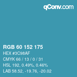 颜色代码: RGB 60 152 175 | qconv.com