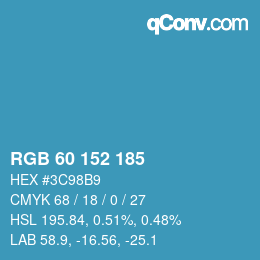 颜色代码: RGB 60 152 185 | qconv.com