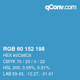 カラーコード: RGB 60 152 198 | qconv.com