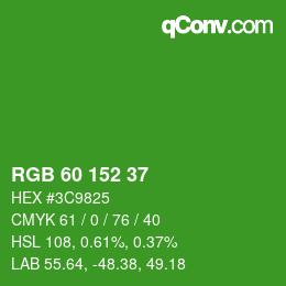 颜色代码: RGB 60 152 37 | qconv.com