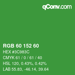 カラーコード: RGB 60 152 60 | qconv.com