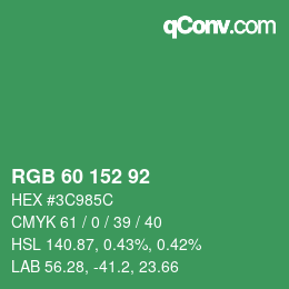 カラーコード: RGB 60 152 92 | qconv.com