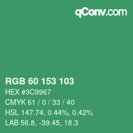 カラーコード: RGB 60 153 103 | qconv.com