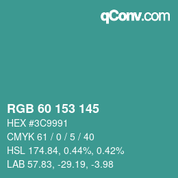 Color code: RGB 60 153 145 | qconv.com