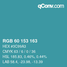 Color code: RGB 60 153 163 | qconv.com