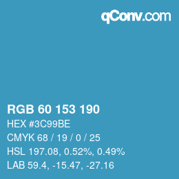 カラーコード: RGB 60 153 190 | qconv.com