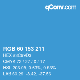 颜色代码: RGB 60 153 211 | qconv.com