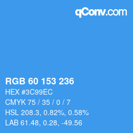 Color code: RGB 60 153 236 | qconv.com