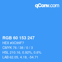 Color code: RGB 60 153 247 | qconv.com