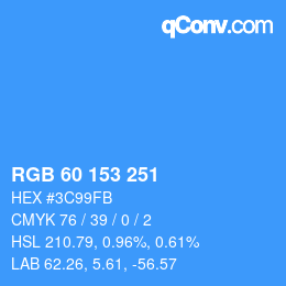 颜色代码: RGB 60 153 251 | qconv.com