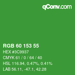 Color code: RGB 60 153 55 | qconv.com