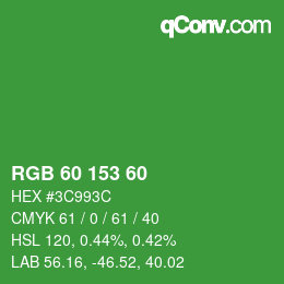 カラーコード: RGB 60 153 60 | qconv.com