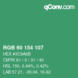 カラーコード: RGB 60 154 107 | qconv.com