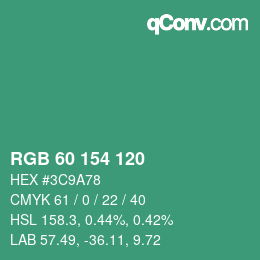 颜色代码: RGB 60 154 120 | qconv.com