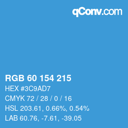 カラーコード: RGB 60 154 215 | qconv.com