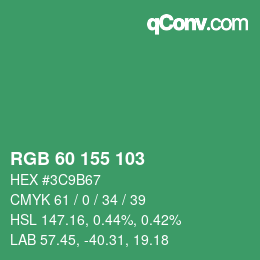 カラーコード: RGB 60 155 103 | qconv.com