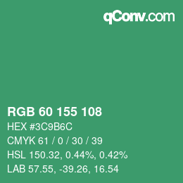 カラーコード: RGB 60 155 108 | qconv.com