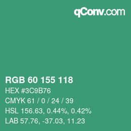 Color code: RGB 60 155 118 | qconv.com