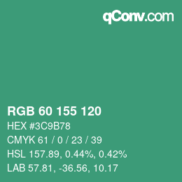 カラーコード: RGB 60 155 120 | qconv.com
