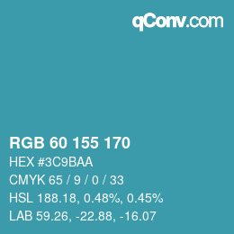 Color code: RGB 60 155 170 | qconv.com