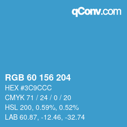 カラーコード: RGB 60 156 204 | qconv.com
