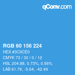 カラーコード: RGB 60 156 224 | qconv.com
