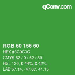 カラーコード: RGB 60 156 60 | qconv.com