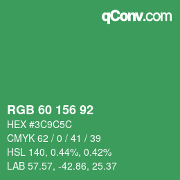 カラーコード: RGB 60 156 92 | qconv.com