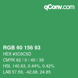 カラーコード: RGB 60 156 93 | qconv.com