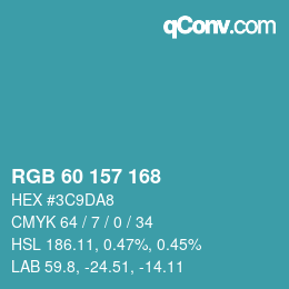 Color code: RGB 60 157 168 | qconv.com